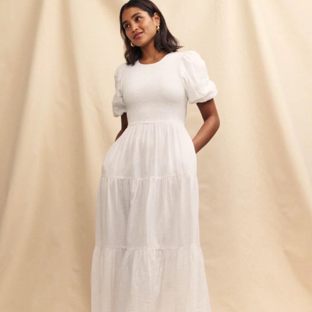 White Tiered Charlie Midi Dress Nobody's Child US Size 12